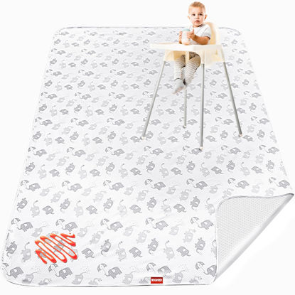 Picture of Large Splat Mat for Under High Chair/Arts/Crafts/Playtime, Moonsea High Chair Mat for Floor Non Slip Waterproof Washable Portable Picnic Splash Mat for Baby, 54X72 Inch - Elephant