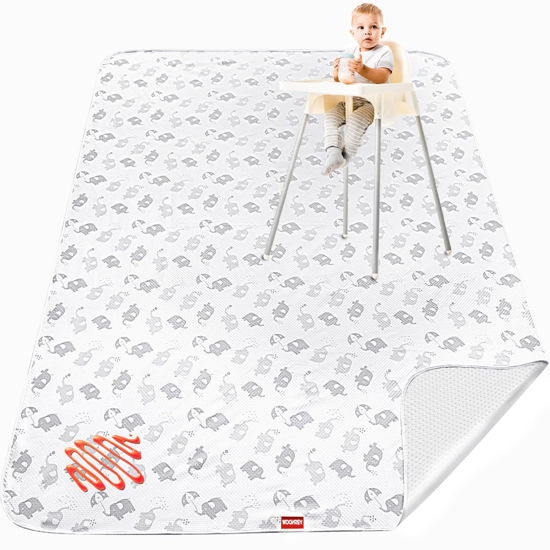 Picture of Large Splat Mat for Under High Chair/Arts/Crafts/Playtime, Moonsea High Chair Mat for Floor Non Slip Waterproof Washable Portable Picnic Splash Mat for Baby, 54X72 Inch - Elephant