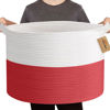 Picture of MEGASKET Large Red Baskets for Storage, 22x14 Wicker Woven Storage Basket, Blanket Organizer, Kids Toy Bin Box, Bathroom Beach Towel Basket, Basket for Gifts Decor, Fireplace Living Room Decoration