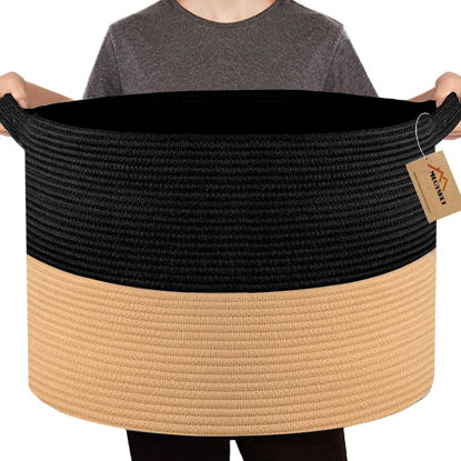 Picture of MEGASKET Extra Large Storage Basket, 22" X 14" Large Blanket Basket Living Room, Kids Toy Baskets Organizer Bins, Wicker Woven Cotton Rope Baskets for Storage, Blanket Storage, Baskets for Organizing