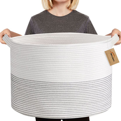 Picture of MEGASKET XXXL Large Cotton Rope Blanket Basket for Living Room, Woven Rope Storage Baskets for Organizing, Nursery Kids Toy Baskets Storage Bin Organizer, Baby Laundry Basket Hamper, Decor Basket, 88L