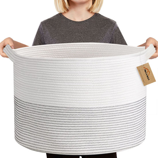 Picture of MEGASKET XXXL Large Cotton Rope Blanket Basket for Living Room, Woven Rope Storage Baskets for Organizing, Nursery Kids Toy Baskets Storage Bin Organizer, Baby Laundry Basket Hamper, Decor Basket, 88L