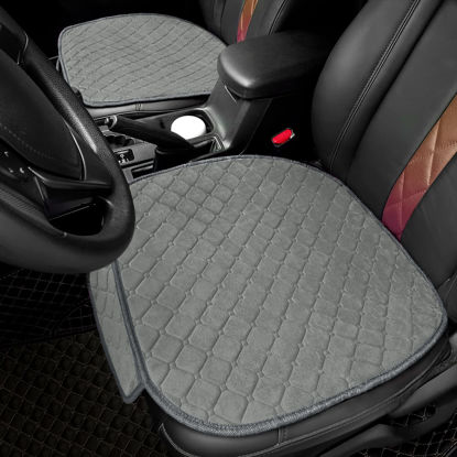 Picture of surpassme 2 Comfortable Car Seat Covers Universal Front Seat Coves for Car Accessories with Storage Pockets, Padded Car Interior Covers for Automotive, SUV, Truck, and Van (Grey)