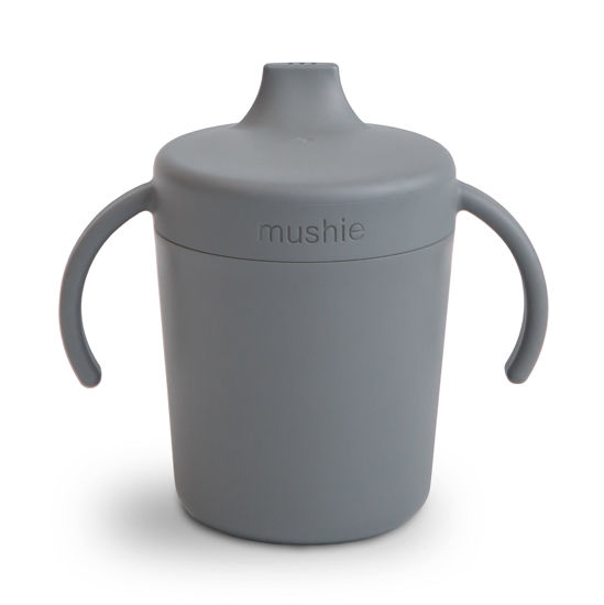 Picture of mushie Trainer Sippy Cup | Made in Denmark | Leak Resistant Twist-Off Lid & Handles | 6 Months + (Smoke)