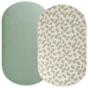 Picture of Muslin Bassinet Sheet Compatible with Graco Sense2Snooze Bassinet, 2 Pack Cotton Stylish Boho Fitted Bassinet Sheets Super Soft for Baby Roman Green & Botanical Leaf