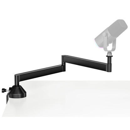 Picture of InnoGear Low Profile Mic Arm Boom Microphone Stand for Fifine AM8 K669B Elgato Blue Yeti HyperX QuadCast AT2020 Shure SM58 SM7B, with Shock Mount Mic Clip 3/8" to 5/8" Adapter (Black)