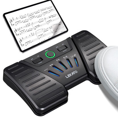 Picture of LEKATO Wireless Page Turner Pedal Bluetooth Music Page Turner Foot Pedal Rechargeable Page Turner Pedal Silent Page Turner Pedal Wireless Page Turner Pedal for Phone and Tablets Page Turning