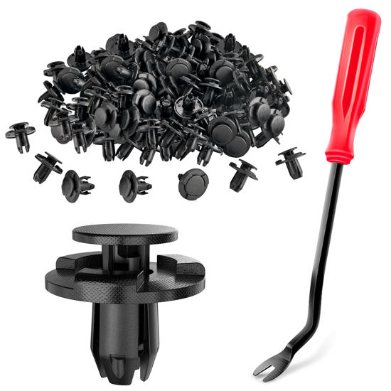 Picture of GOOACC 100Pcs Engine Cowl Bumper Fender Clips Replace Nissan 01553-05323 Mazda L33X13209 Infiniti FX35 FX45 G25 G35 G37 Nissan 2003 -on, with 1PC Fastener Remover
