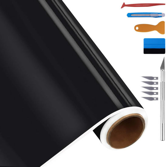 Picture of LZLRUN Free Tool Kit High Gloss Vinyl Wrap Kit for Black Out Chrome Delete Window Trim Door Trim (1Feet x 10Feet)