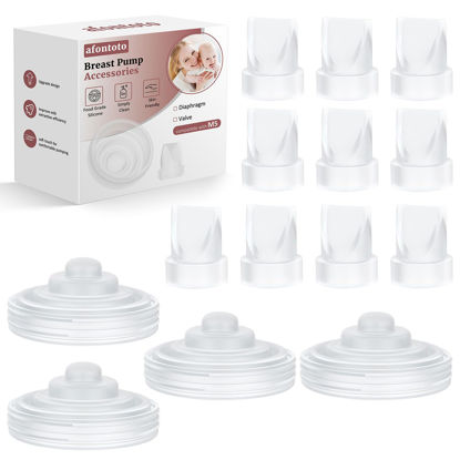 Picture of 14PCS Breast Pump Parts, 10Pack Silicone Duckbill Valve & 4Pack Silicone Diaphragm Compatible with Momcozy M5 Wearable Breastpump, M5 Breast Pumps Replacement Accessories Breastfeeding Essentials Kit