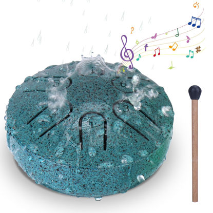 Picture of BABORUI Rain Drum for Outside Garden - Upgraded Non Waterlogging Rain Drum for Outside when It Rains, 3 Inches 6 Notes Steel Tongue Drum Rain Chime, Mini Outdoor Rain Drum Instrument(Malachite)