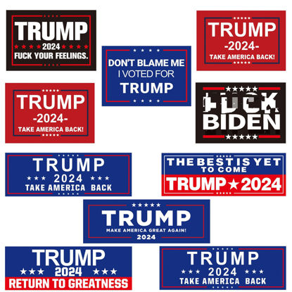 Picture of 10pcs Trump 2024 Stickers,President Donald Trump Take America Back 2024 ，includes both 4" x 6" and 3" x 9" decals，car, truck, bumper, SUV, laptop, computer, wall, window self-adhesive sticker
