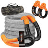 Picture of HOKINETY Kinetic Recovery Tow Rope: 1-1/8" x 20ft 48000LBS Snatch Strap with Soft Shackles Heavy Duty Offroad Towing Straps Kit for Trucks SUV UTV ATV Tractor Car Jeep - Gray