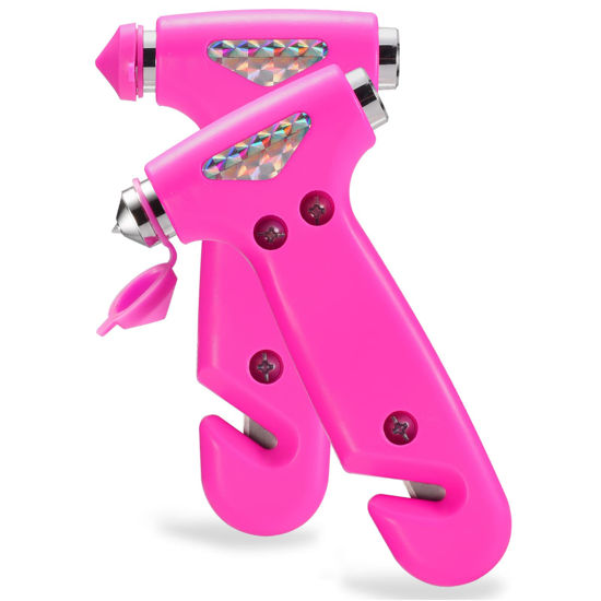 Picture of THINKWORK Car Safety Hammer for Teen Girl and Lady's Gifts, 2 Pack Three-in-One Emergency Escape Tool with Window Breaker and Seat Belt Cutter, Safety Emergency Car Escape Tool for Family, Children