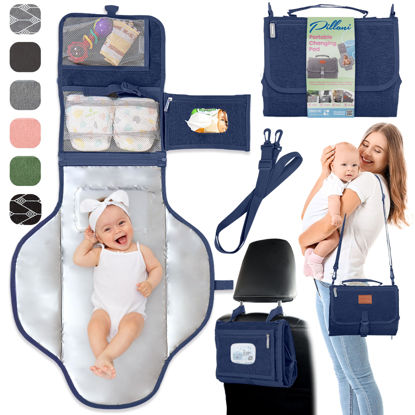 Picture of Portable Changing Pad for Baby, Travel Diaper Changing Pad for Newborn, Large Waterproof Baby Changing Mat, Foldable & Detachable Diaper Changing Station with Baby Wipes Pockets, Baby Stuff by Pillani