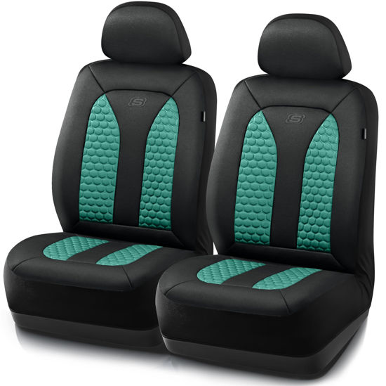 Picture of Skechers Memory Foam™ Car Seat Covers, Hexcomb Breathable Thick Seat Covers Two Front Seat Covers, Airbag Compatible, Automotive Comfort & Protection for Most Cars,Van,Trucks, SUVs (Green,Two Front)