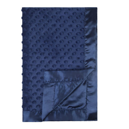 Picture of Pro Goleem Baby Soft Minky Dot Blanket with Silky Satin Backing Baby Gifts for Boys and Girls (Navy Blue, 30’’ x 40’’)