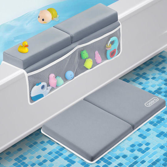Picture of beiens Bath Kneeler and Elbow Rest Pad Set - 1.5'' Comfortable Thick Baby Bath Kneeler Pads, Quick Dry Soft Kneeling Pad for Baby Bath Time, Non-Slip Knee& Arm Support Bathtub Mat with Toys Organizer