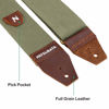 Picture of Nefelibata Guitar Strap with Pick Pocket, 100% Cotton Full Grain Leather End Guitar Strap for Acoustic Guitar, Electric Guitar, Bass, Gift for Guitarists and Kids