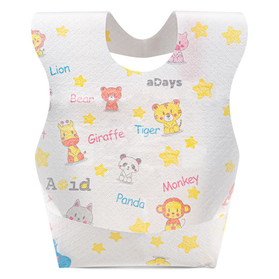 Picture of KIIS Disposable Baby Bibs for Baby Boys and Girls - Individually Packaged - Hygienic, Soft and Leakproof (20 PCS) (Giraffe)