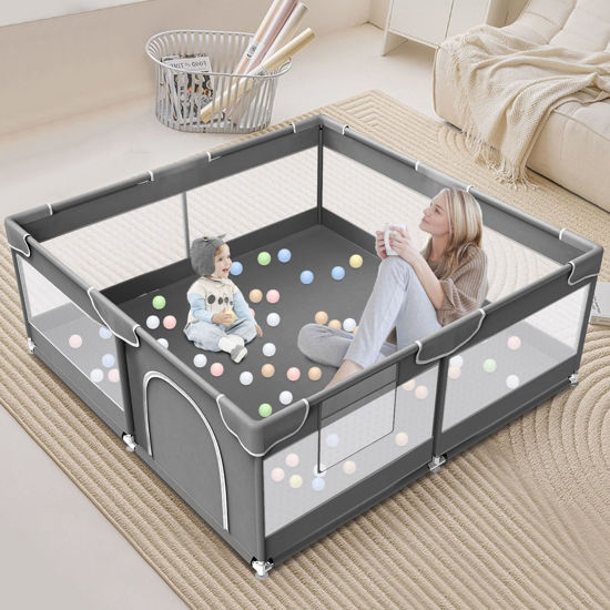 Picture of Baby Playpen for Babies and Toddlers 50 x 50 inch, Baby Play Yards Indoor & Outdoor, Sturdy Safety Baby Play Pen with Soft Breathable Mesh, Baby Fence