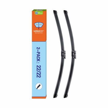 Picture of WOWIPER Factory Wipers for Mini Cooper Clubman 2023-2016 /Porsche 911 Boxster Cayman 23-13 /VW Beetle 19-12 /Land Rover Defender 23-20 +More, 22"/22" (PACK of 2) Top Lock 16mm Windshield Wiper Blades