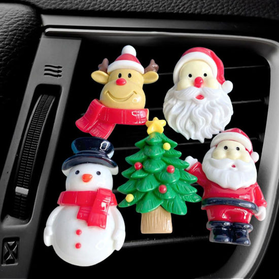 Picture of ZOSTLAND Christmas Tree Car Decorative Clip,Cute Reindeer Auto Air Fresheners Vent Clip,Lovely Snowman Automotive Interior Decoration Accessories,Santa Claus Car Decor Gift (5Pcs Christmas)