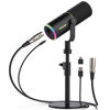 Picture of TONOR XLR/USB Gaming Mic, Dynamic Microphone for Podcast Recording Streaming with RGB Light, Mute Button, Headphones Jack, Monitoring, Desktop Stand, Metal Vocal Mic for PC Mac Android PS4/5 TD520S