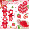 Picture of Thyle 51 Pcs Pacifier Hunt Baby Shower Games Include Pacifier Hunt Sign and 50 Acrylic Pacifiers for Baby Shower Game Decoration Gift Sets Gender Reveal Party Decor(Strawberry)