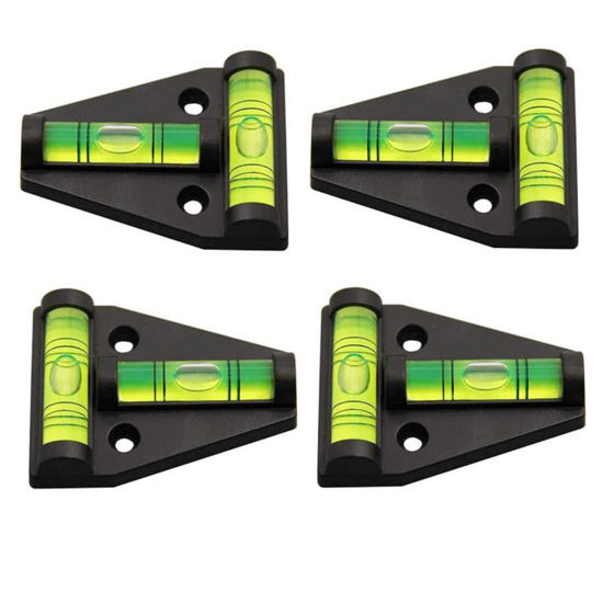 Picture of 4Pcs RV T Level Cross Check Levelers Bubble Levels Use for RVs, Camper, Travel Trailer, Tripods, Camera, Telescope, Photography, Wood Shop, Table, 3D Printer (Black)