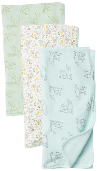 Picture of Amazon Essentials Disney | Marvel | Star Wars | Princess Girls' Swaddle Blankets, Pack of 3, 3-pack Bambi Nature, One Size