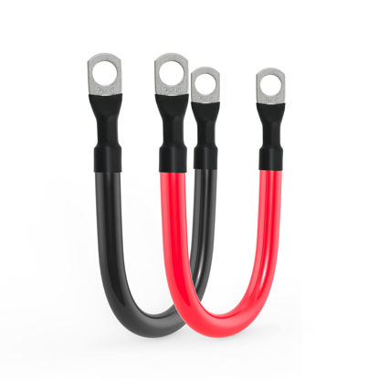 Picture of 4 AWG Battery Cable 4AWG Gauge Pure Copper Battery Inverter Cables with 3/8 in Lugs Both Ends Power Inverter Wire Set for Automotive Solar Marine Boat RV Car Motorcycle Red and Black (9in)