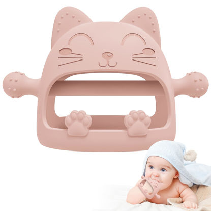 Picture of Baby Teether Toys,Silicone Teething Toys for Babies 0-6 Months,Never Drop Baby Chew Toys for Teething Relief, Teething Pacifiers,Baby Toys 0-6 Months,Ideal Gifts for Baby Shower（Cartoon Cat）