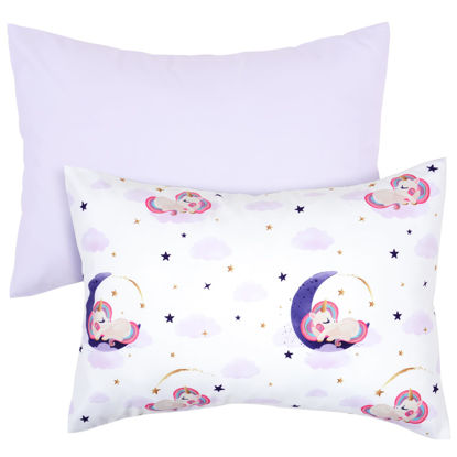 Picture of UOMNY Toddler Pillowcases for Girls 13X18 12x16 14x19 Unicorns Baby Pillow Case 2 Pack Small Pillow Covers for Travel Pillow Blue White