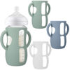 Picture of BUSOHA 3 Pack Silicone Sleeves for Avent Baby Bottles - Anti Breakage Baby Bottle Holder with Handle for Avent Natural Glass Baby Bottles,Compatible with Avent Baby Bottle