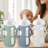 Picture of BUSOHA 3 Pack Silicone Sleeves for Avent Baby Bottles - Anti Breakage Baby Bottle Holder with Handle for Avent Natural Glass Baby Bottles,Compatible with Avent Baby Bottle