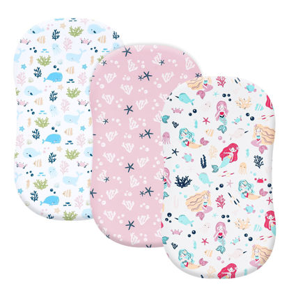 Picture of PHF 3 Pack Soft Bassinet Sheets, Mermaid Comfy Polyester Cradle Sheets for Baby Boys Girls, Universal Fit for Most Cradle and Bassinet Mattress, Mermaid