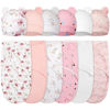 Picture of Ramede 6 Pack Baby Swaddle Blanket with Hats Sleep Swaddle for 0-3 Months Newborn Sacks Soft Cotton Wearable for Baby Boy Girl Sleeping(Pink, Animal)