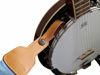 Picture of MUSIC FIRST Original Design, 2 inch width (5cm), “Rosa Multiflora in Cream” Muslin & Genuine Leather Delux Banjo Strap, With 2 pieces of MUSIC FIRST Leather Strap Locker. (Rosa Multiflora in Cream)