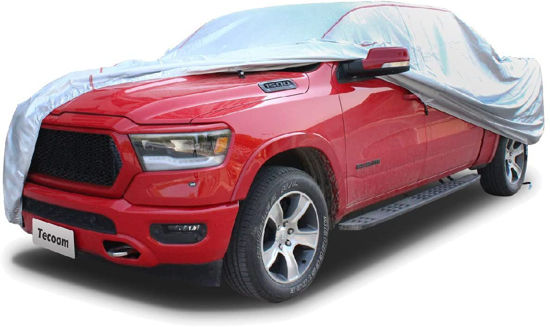 Picture of Tecoom Hard Shell Truck Car Cover Waterproof UV-Proof Windproof Zipper Design with Straps Buckle Fit for Ford F150 Ram 1500 Chevy Silverado Toyota Tundra GMC Sierra Full Size Truck Length Up to 245"
