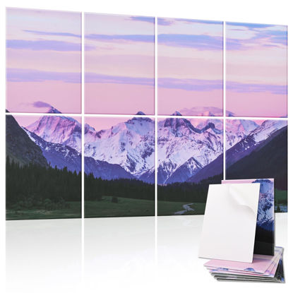 Picture of Tutmyrea Art Acoustic Panels, 48"X32" Sound Proofing Padding, 8 Pack Decorative Acoustical Soundproof Wall Panels, Self-adhesive Sound Absorbing Panels for Recording Studio (Purple Snow Mountain)