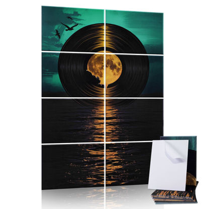 Picture of Tutmyrea 8 Pack Art Acoustic Panels, 48"X32" Self-adhesive Soundproof Wall Panels, Decorative Sound Absorbing Panels, Acoustic Treatment for Studio Home Office (Retro Record Sunset)
