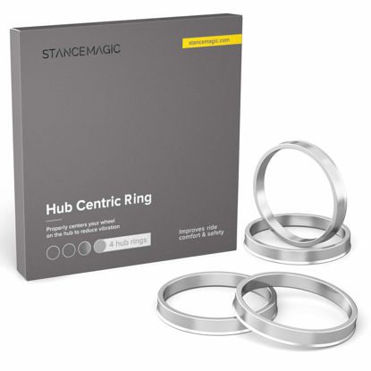 Picture of STANCEMAGIC Hubcentric Rings (Pack of 4) - 64.1mm ID to 72.6mm OD - Silver Aluminum Hubrings - Only Fits 64.1mm Vehicle Hub and 72.6mm Wheel Centerbore - Compatible with Honda Acura