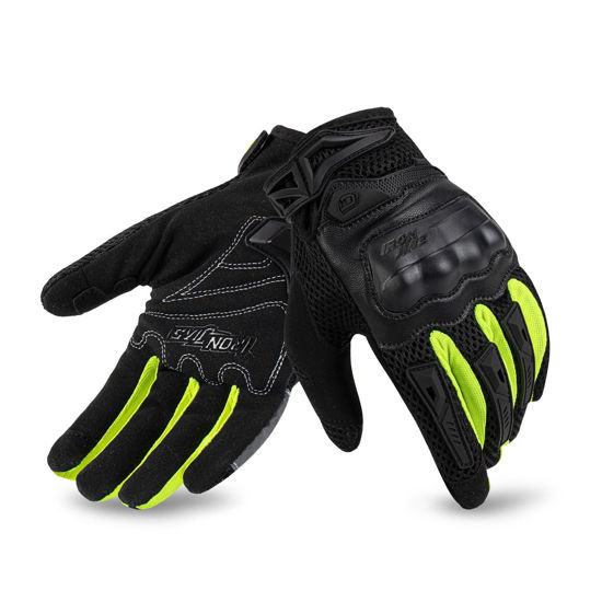 Picture of IRON JIA'S Motorcycle Gloves for Men and Women - Motorbike Powersports Racing Gloves with Hard Knuckle Touchscreen for BMX ATV MTB Riding (Green L)