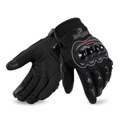 Picture of IRON JIA'S Motorcycle Gloves for Men and Women - Motorbike Powersports Racing Gloves with Hard Knuckle Touchscreen for BMX ATV MTB Riding