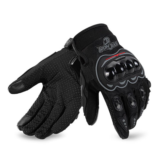 Picture of IRON JIA'S Motorcycle Gloves for Men and Women - Motorbike Powersports Racing Gloves with Hard Knuckle Touchscreen for BMX ATV MTB Riding