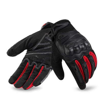 Picture of IRON JIA'S Motorcycle Gloves for Men and Women - Motorbike Powersports Racing Gloves with Hard Knuckle Touchscreen for BMX ATV MTB Riding (Red XL)