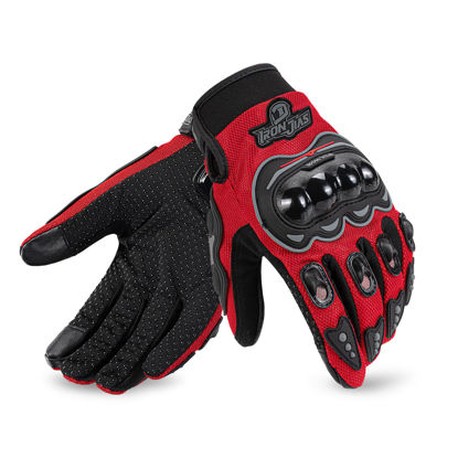 Picture of IRON JIA'S Motorcycle Gloves Motorbike Red Short Sports Leather Summer for Touch-Screen