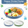 Picture of Domensi 8 Inch Porcelain Kids Plates with Anti-slip Silicone Sleeve White Divided Porcelain Plates with Suction for Toddler Microwave & Dishwasher Friendly(Dark Blue, Dark Green,2 Pcs)