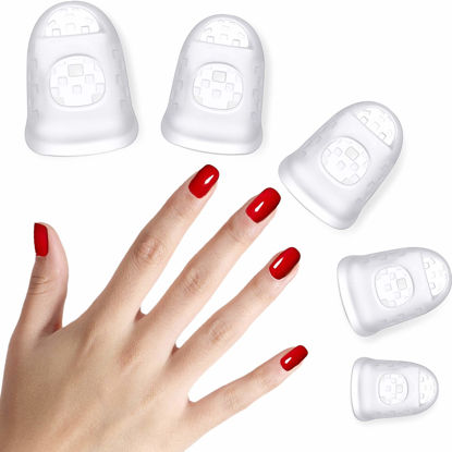 Picture of Frienda 40 Pieces Guitar Fingertip Protectors Silicone Finger Guards Anti-slip Finger Protection Covers Caps for Stringed Instruments Guitar Mandolin Bass Counting Sewing, 5 Sizes